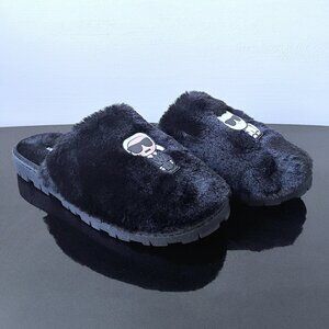 Karl Lagerfeld Paris Women Faux Furry Slippers/Slide with Famous Face & Cat Logo